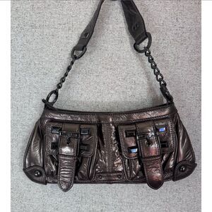 Rampage vintage y2k metallic brown punk shoulder bag with buckles